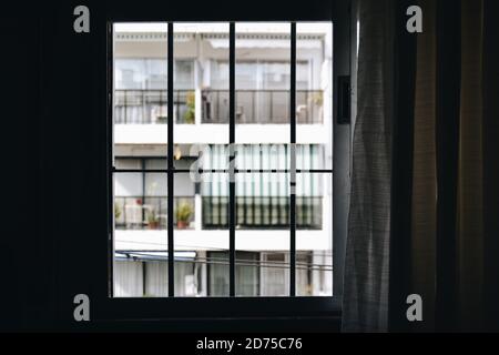 Rectangular window with vertical bars Stock Photo
