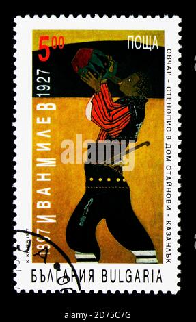 MOSCOW, RUSSIA - NOVEMBER 25, 2017: A stamp printed in Bulgaria devoted to 100th anniversary of Ivan Milev, serie, circa 1997 Stock Photo