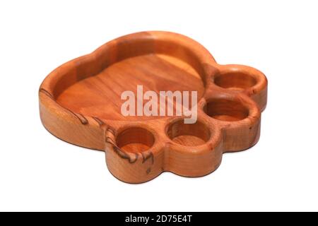 Pet wooden bowl isolated on white Stock Photo