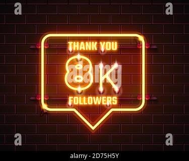 Thank you followers peoples, 8k online social group, happy banner celebrate, Vector illustration Stock Vector