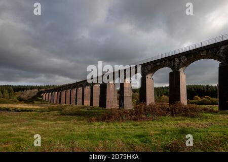 Viaduct over Big Water of Fleet in Cairnsmore NNR Stock Photo