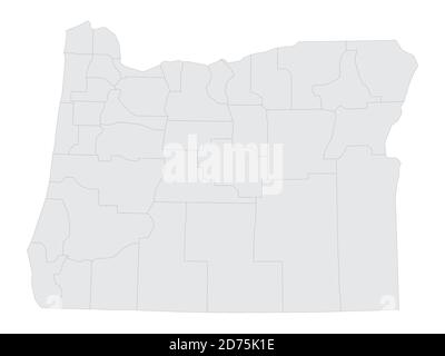 Grey Flat Election Counties Map of the USA Federal State of Oregon Stock Vector