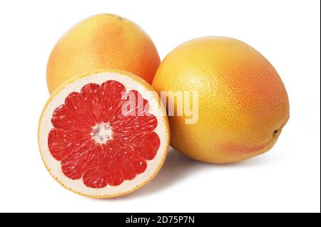 Fresh Red Grapefruits. Slice. Isolate on a White background. Side view Stock Photo