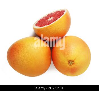 Fresh Red Grapefruits. Slice. Isolate on a White background. Top view Stock Photo