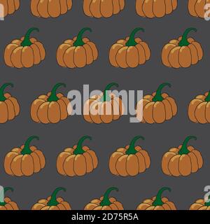 Pumpkins background seamless vector repeat gray background surface pattern design Stock Vector