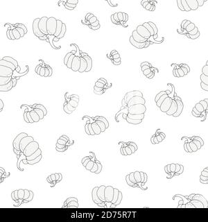 quiet Pumpkins floating black on white background seamless vector repeat surface pattern design Stock Vector