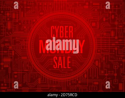 Cyber monday sale red banner. Vector illustration Stock Vector