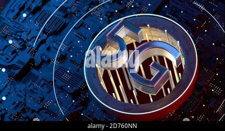 5G Wireless Mobile Communication Technology Stock Photo