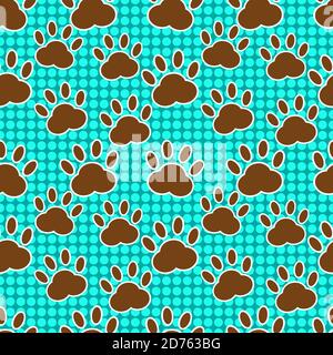 paw footprint seamless pattern vector illustration background Stock Vector