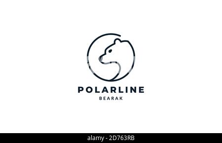 polar bear head line art outline modern circle logo vector icon illustration design Stock Vector