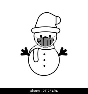 snowman line icon using a mask. winter symbol. Design template vector Stock Vector