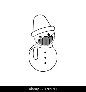 snowman line icon using a mask. winter symbol. Design template vector Stock Vector