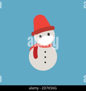 Snowman flat icon using a mask. winter symbol. Design template vector Stock Vector