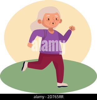 cute old woman running character vector illustration design Stock Vector