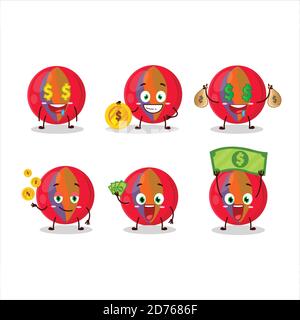 Red marbles cartoon character with cute emoticon bring money Stock Vector