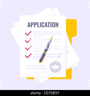 Submit application document form flat style design icon sign vector illustration Stock Vector