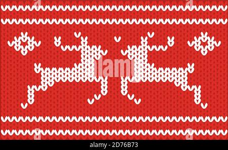 Nordic knitted pattern with deer. vector illustration Stock Vector