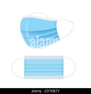 Blue surgery mask set. vector illustration Stock Vector