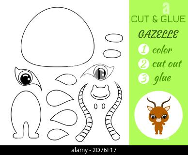 Cut and glue baby gazelle. Education developing worksheet. Color paper