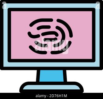 Forensic laboratory fingerprint icon. Outline forensic laboratory fingerprint vector icon for web design isolated on white background Stock Vector