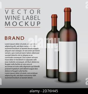 Vector wine label and bottle of wine mockup with this label Stock Vector