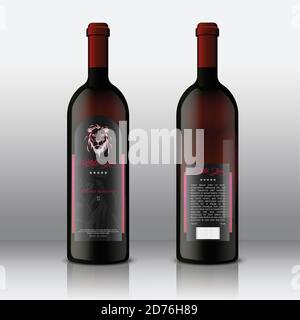 Set of Front and Rear wine label for wine bottle. Vector Label Template ...