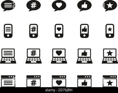 Feedback & Rating Icons Black & White Set Big Stock Vector