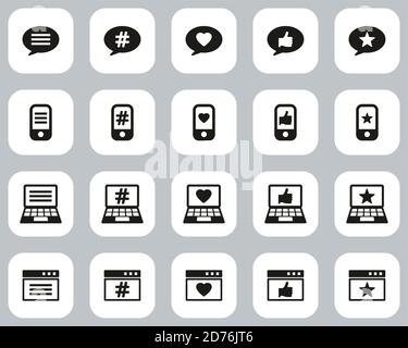 Feedback & Rating Icons Black & White Flat Design Set Big Stock Vector