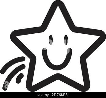 Smiley. Vector happy face. Flying yellow star Stock Vector