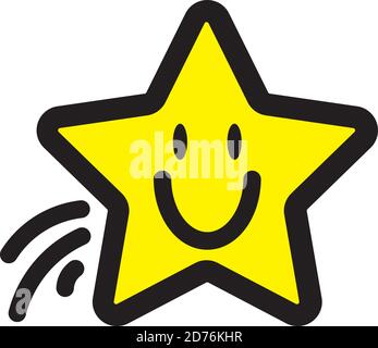 Smiley. Vector happy face. Flying yellow star Stock Vector