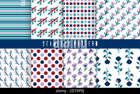 Seamless pattern plant flower abstract. Naive hand drawn design. Ornament for home decor, fabric, textile. Stock Vector