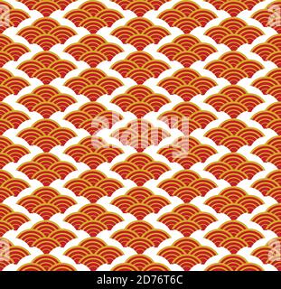 Chinese style clouds red and gold seamless pattern Stock Vector