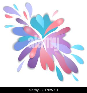 Multi Colored drops of paint cut from paper. 3d origami. Splash of water. Vector paper cut illustration for presentation, banners and your design. Stock Vector