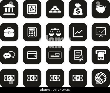 Finance & Investment Icons White On Black Flat Design Set big Stock Vector