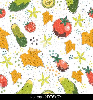 Seamless Pattern with Cute Vegetables. Scandinavian Style. Vector Illustration Stock Vector