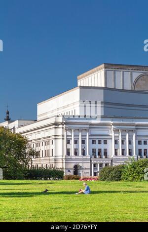 Exterior of the National Theatre (Teatr Narodow) as seen from Pilsudski Square, Warsaw, Poland Stock Photo