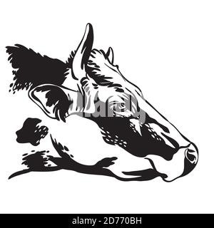 Contour portrait of the bull vector black Stock Vector