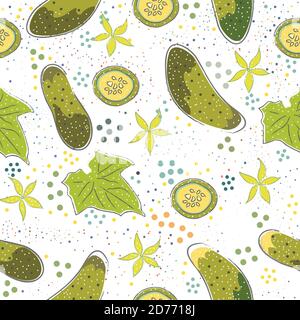Seamless Pattern with Cute Cucumbers. Scandinavian Style. Stock Vector