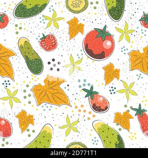Seamless Pattern with Cute Vegetables. Scandinavian Style. Vector Illustration Stock Vector