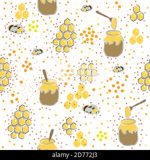 Seamless Pattern with Honey. Scandinavian Style. Stock Vector