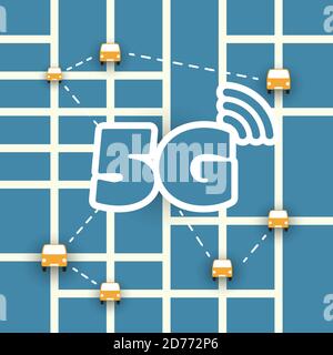 5G Wireless Systems, Internet of Things, Sensing System, Urban Vehicle Control Networks Stock Vector