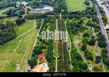 Aerial view wtih beautiful landscape design, UK England Regent's Park top view landscape garden master plan Stock Photo