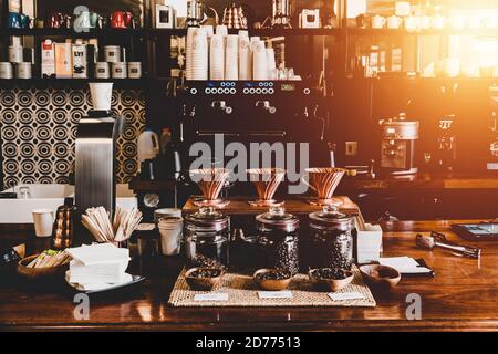 Mayfair London, UK April 10, 2019: Specialist and premier coffee and teas shop of interior Higgins Stock Photo