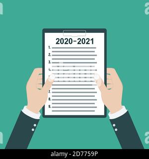 2020 - 2021 new year resolution and target business check list together planning Stock Vector