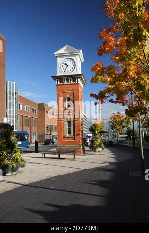 The clock tower at Altrincham interchange Stock Photo - Alamy