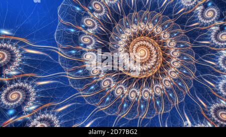 Vibrant psychedelic spiral system, computer generated abstract background, 3D rendering Stock Photo