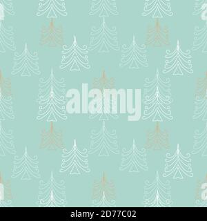 light blue christmas trees seamless vector pattern Stock Vector