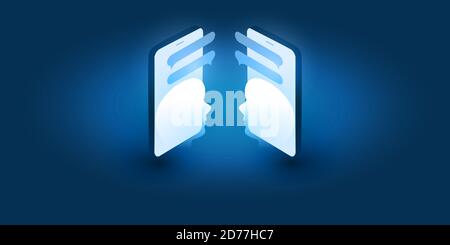 Online Mobile Communication - Futuristic Machine Learning, Artificial Intelligence, Automated Support, Chat Bot Assistant Concept with Smart Phone and Stock Vector