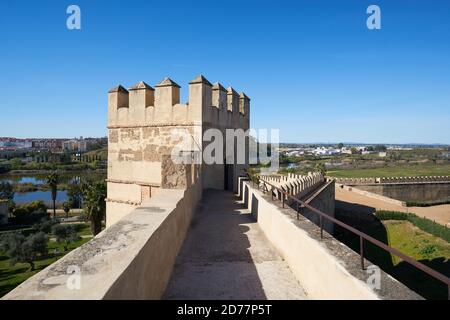 Badajoz beautiful arabic castle with garden in Spain Stock Photo