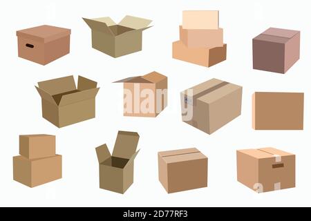 vector set of cardboard boxes Stock Vector